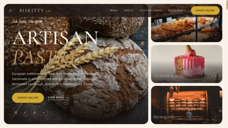 Biskitty website homepage preview
