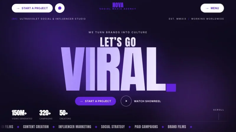 NOVA website homepage preview